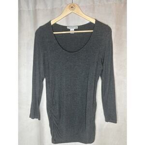 Emma’s Expression Maternity Ruched Long Sleeve Top Gray Size L Stretch Soft